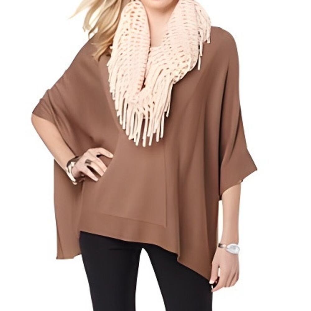 Marla Wynne "Everywear" Brown Sweater Poncho w/ Front Pockets